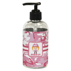 Pink Camo Plastic Soap / Lotion Dispenser (8 oz - Small - Black) (Personalized)