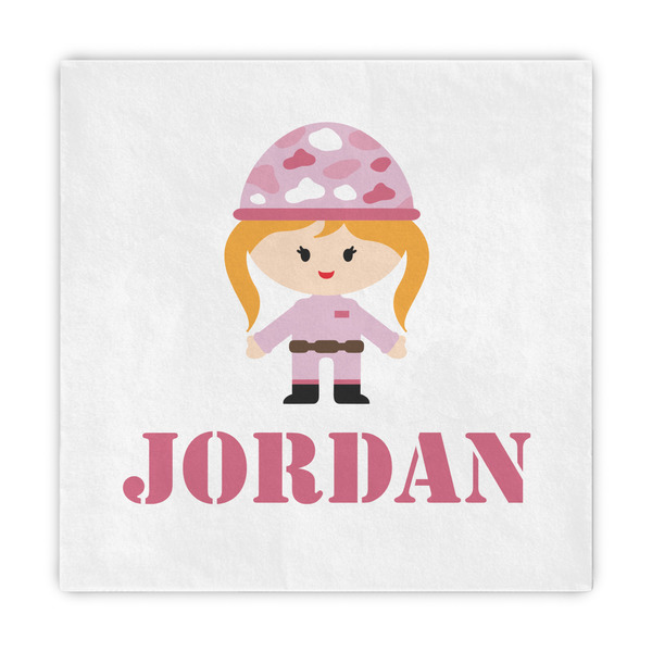 Custom Pink Camo Standard Decorative Napkins (Personalized)