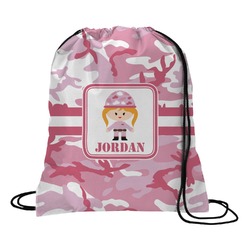 Pink Camo Drawstring Backpack - Medium (Personalized)