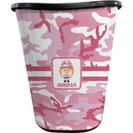 Pink Camo Waste Basket - Single Sided (Black) (Personalized)