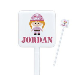 Pink Camo Square Plastic Stir Sticks - Double Sided (Personalized)