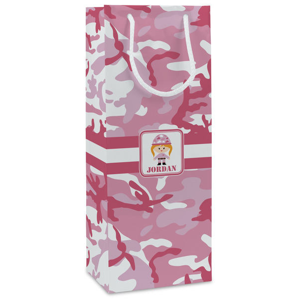 Custom Pink Camo Wine Gift Bags (Personalized)