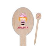 Pink Camo Oval Wooden Food Picks - Single Sided (Personalized)