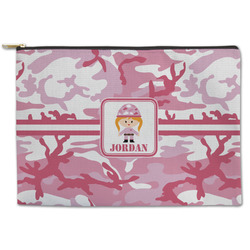 Pink Camo Zipper Pouch - Large - 12.5"x8.5" (Personalized)