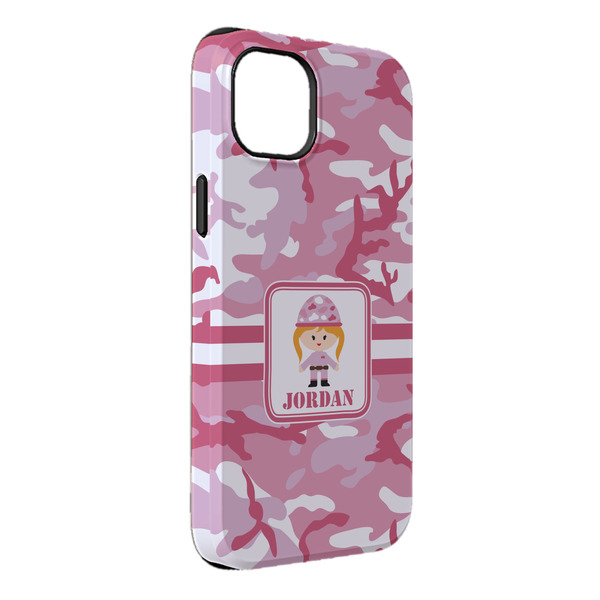 Custom Pink Camo iPhone Case - Rubber Lined - iPhone 14 Plus (Personalized)