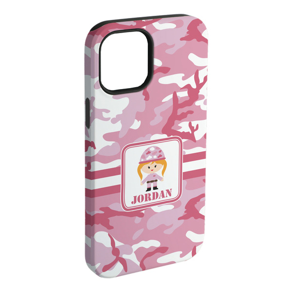 Custom Pink Camo iPhone Case - Rubber Lined - iPhone 15 Plus (Personalized)