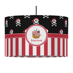 Pirate & Stripes 12" Drum Pendant Lamp - Fabric (Personalized)