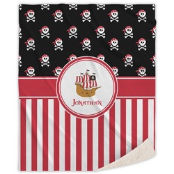 Pirate & Stripes Sherpa Throw Blanket (Personalized)