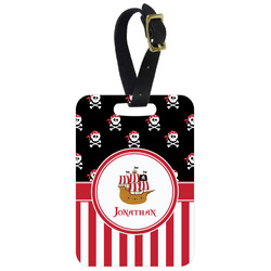 Pirate & Stripes Metal Luggage Tag w/ Name or Text