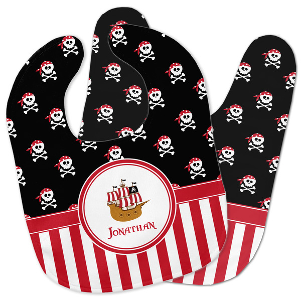 Custom Pirate & Stripes Baby Bib w/ Name or Text