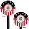 Pirate & Stripes Black Plastic 5.5" Stir Stick - Double Sided - Round - Front & Back