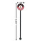 Pirate & Stripes Black Plastic 5.5" Stir Stick - Round - Dimensions