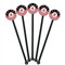 Pirate & Stripes Black Plastic 5.5" Stir Stick - Round - Fan View