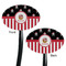 Pirate & Stripes Black Plastic 7" Stir Stick - Double Sided - Oval - Front & Back