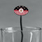 Pirate & Stripes Black Plastic 7" Stir Stick - Oval - Main