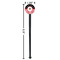 Pirate & Stripes Black Plastic 7" Stir Stick - Round - Dimensions