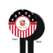 Pirate & Stripes Black Plastic 7" Stir Stick - Single Sided - Round - Front & Back