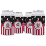 Pirate & Stripes Can Cooler (12 oz) - Set of 4 w/ Name or Text