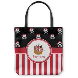 Pirate & Stripes Canvas Tote Bag - Large - 18"x18" (Personalized)