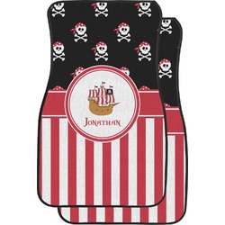 Pirate & Stripes Car Floor Mats (Front Seat) (Personalized)