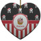 Pirate & Stripes Ceramic Flat Ornament - Heart (Front)