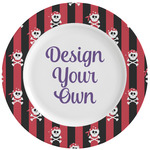 Pirate & Stripes Ceramic Dinner Plates (Set of 4) (Personalized)