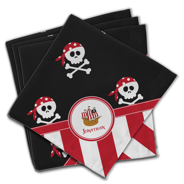 Custom Pirate & Stripes Cloth Napkins (Set of 4) (Personalized)