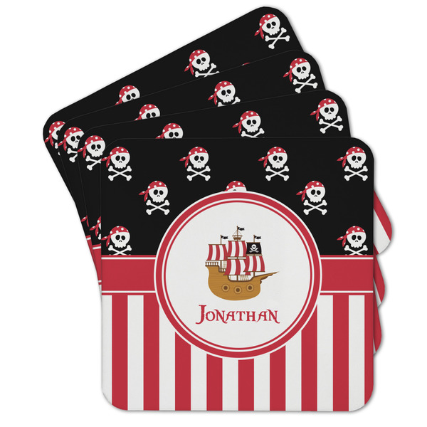 Custom Pirate & Stripes Cork Coaster - Set of 4 w/ Name or Text