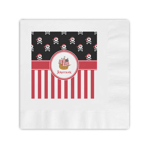 Custom Pirate & Stripes Coined Cocktail Napkins (Personalized)