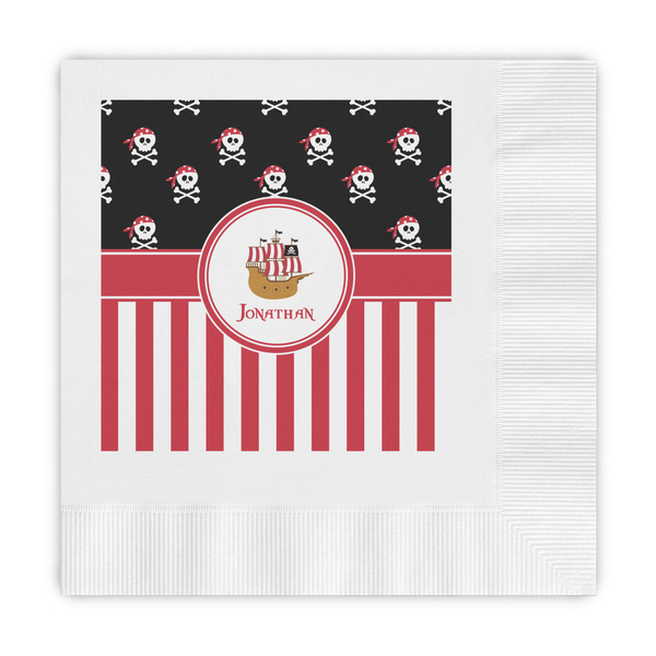 Custom Pirate & Stripes Embossed Decorative Napkins (Personalized)