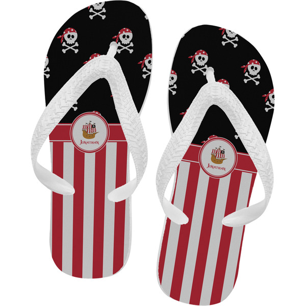 Custom Pirate & Stripes Flip Flops - XSmall (Personalized)