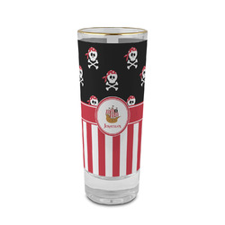 Pirate & Stripes 2 oz Shot Glass -  Glass with Gold Rim - Set of 4 (Personalized)