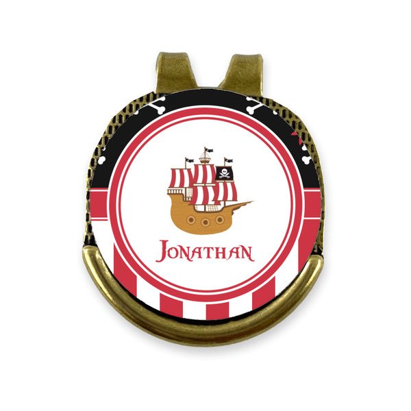 Custom Pirate & Stripes Golf Ball Marker - Hat Clip - Gold