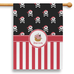 Pirate & Stripes 28" House Flag - Double Sided (Personalized)