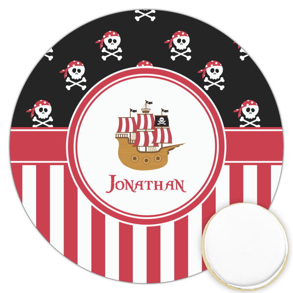 Custom Pirate & Stripes Printed Cookie Topper - 3.25" (Personalized)