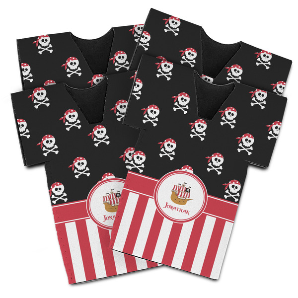 Custom Pirate & Stripes Jersey Bottle Cooler - Set of 4 (Personalized)