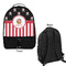 Pirate & Stripes Large Backpack - Black - Front & Back View