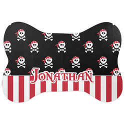 Pirate & Stripes Bone Shaped Dog Food Mat (Large) (Personalized)