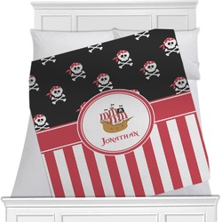 Pirate & Stripes Minky Blanket - Toddler / Throw - 60"x50" - Double Sided (Personalized)