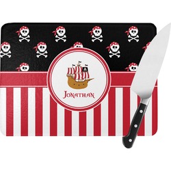 Pirate & Stripes Rectangular Glass Cutting Board - Medium - 11"x8" (Personalized)