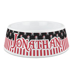 Pirate & Stripes Plastic Dog Bowl - Medium (Personalized)