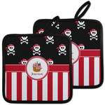 Pirate & Stripes Pot Holders - Set of 2 w/ Name or Text