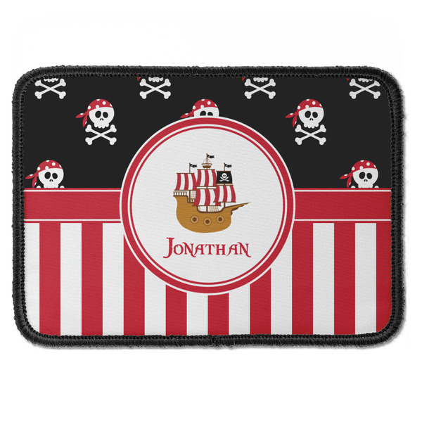 Custom Pirate & Stripes Iron On Rectangle Patch w/ Name or Text