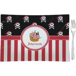 Pirate & Stripes Glass Rectangular Appetizer / Dessert Plate (Personalized)