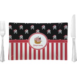 Pirate & Stripes Glass Rectangular Lunch / Dinner Plate (Personalized)