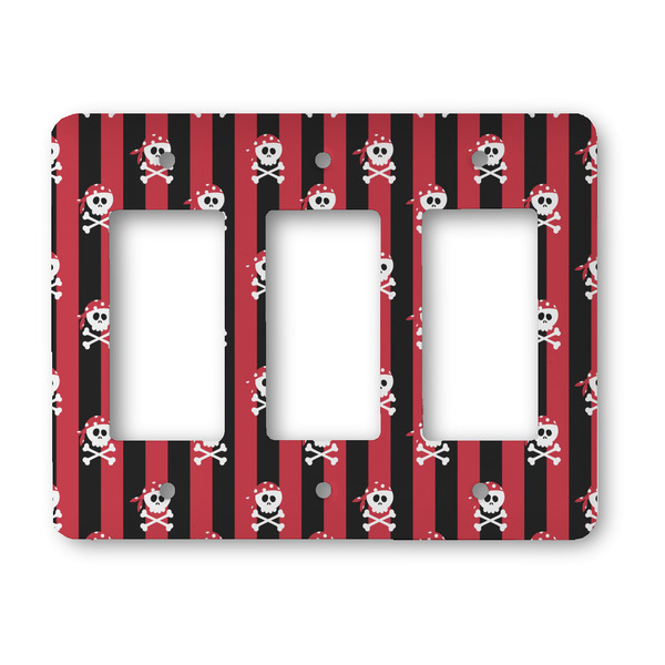 Custom Pirate & Stripes Rocker Style Light Switch Cover - Three Switch