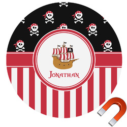 Pirate & Stripes Round Car Magnet - 10" (Personalized)