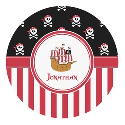 Pirate & Stripes Round Decal - Small (Personalized)