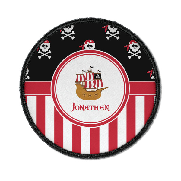 Custom Pirate & Stripes Iron On Round Patch w/ Name or Text