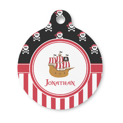 Pirate & Stripes Round Pet ID Tag - Small (Personalized)